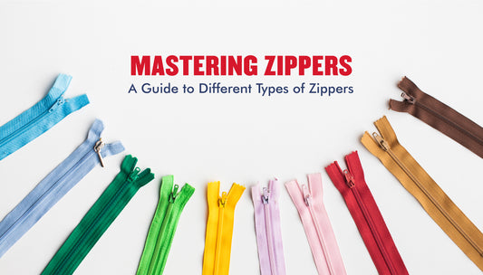 Different types of zippers and sizes 