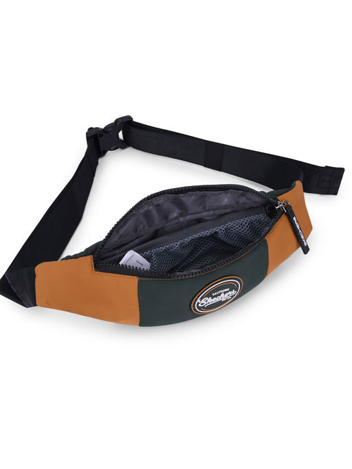 Unisex Single Compartment Brown Waist Bag
