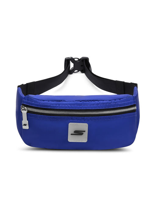 Unisex Metallic Zipper Blue Waist Bag