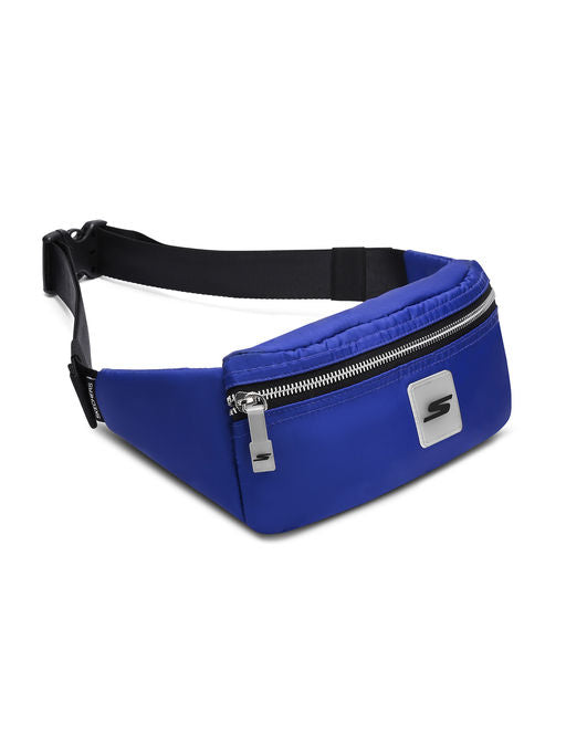 Unisex Metallic Zipper Blue Waist Bag