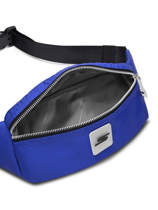 Unisex Metallic Zipper Blue Waist Bag