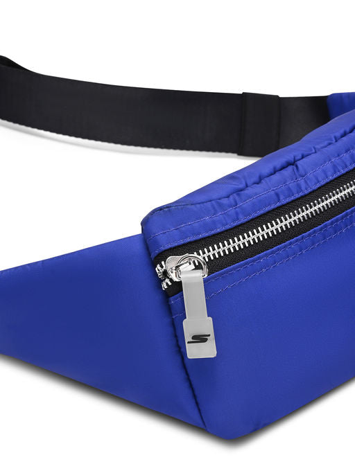 Unisex Metallic Zipper Blue Waist Bag