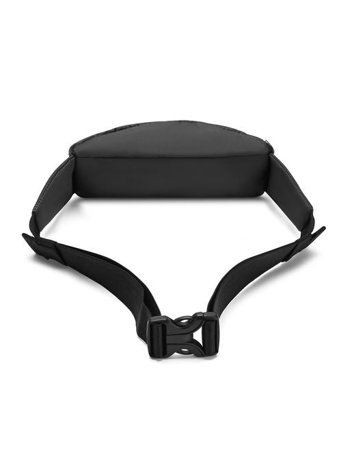 Unisex Metallic Zipper Black Waist Bag