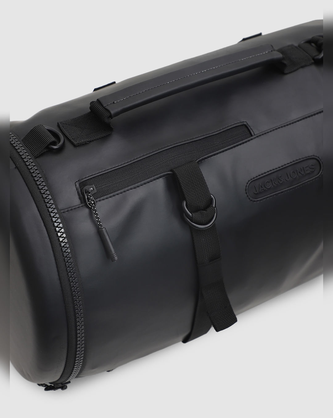 JACK & JONES BLACK HARD SHELL PU DUFFLE BAG