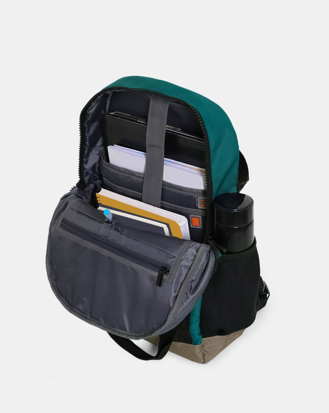JACK & JONES GREEN COLOURBLOCKED EVERYDAY BACKPACK
