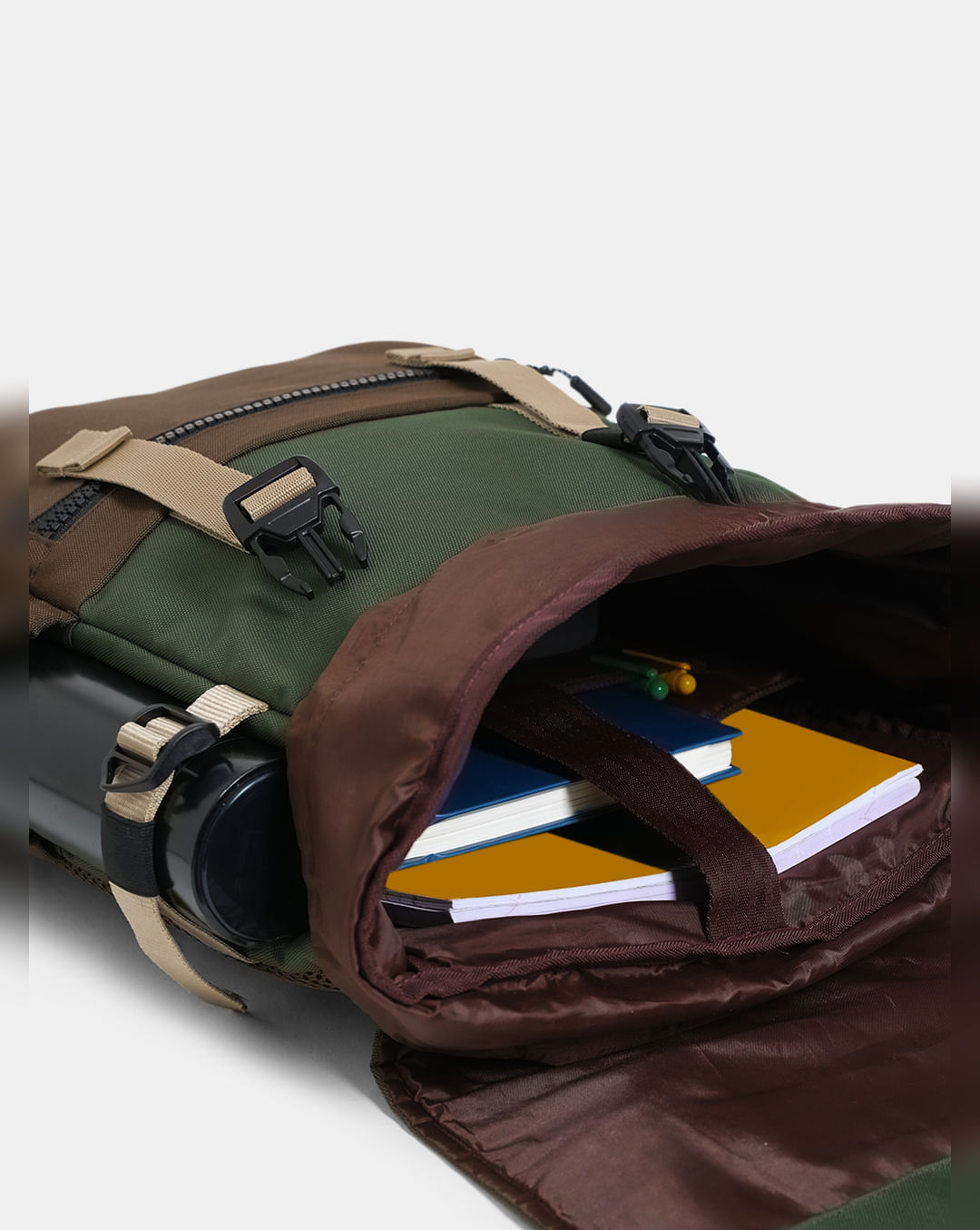 JACK & JONES GREEN COLOURBLOCKED BACKPACK