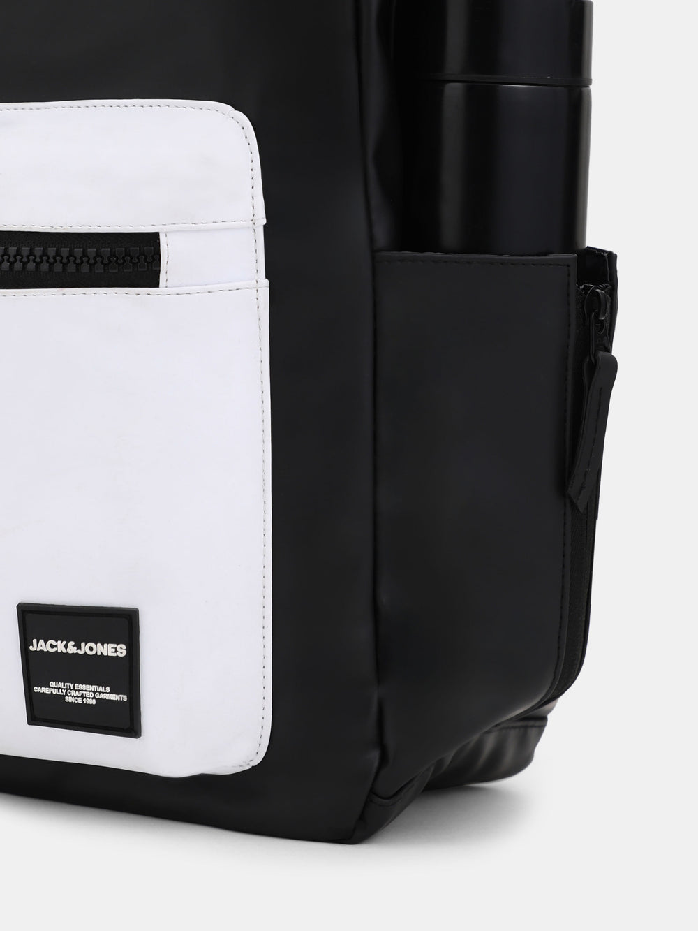 BLACK COLOURBLOCKED LAPTOP BACKPACK