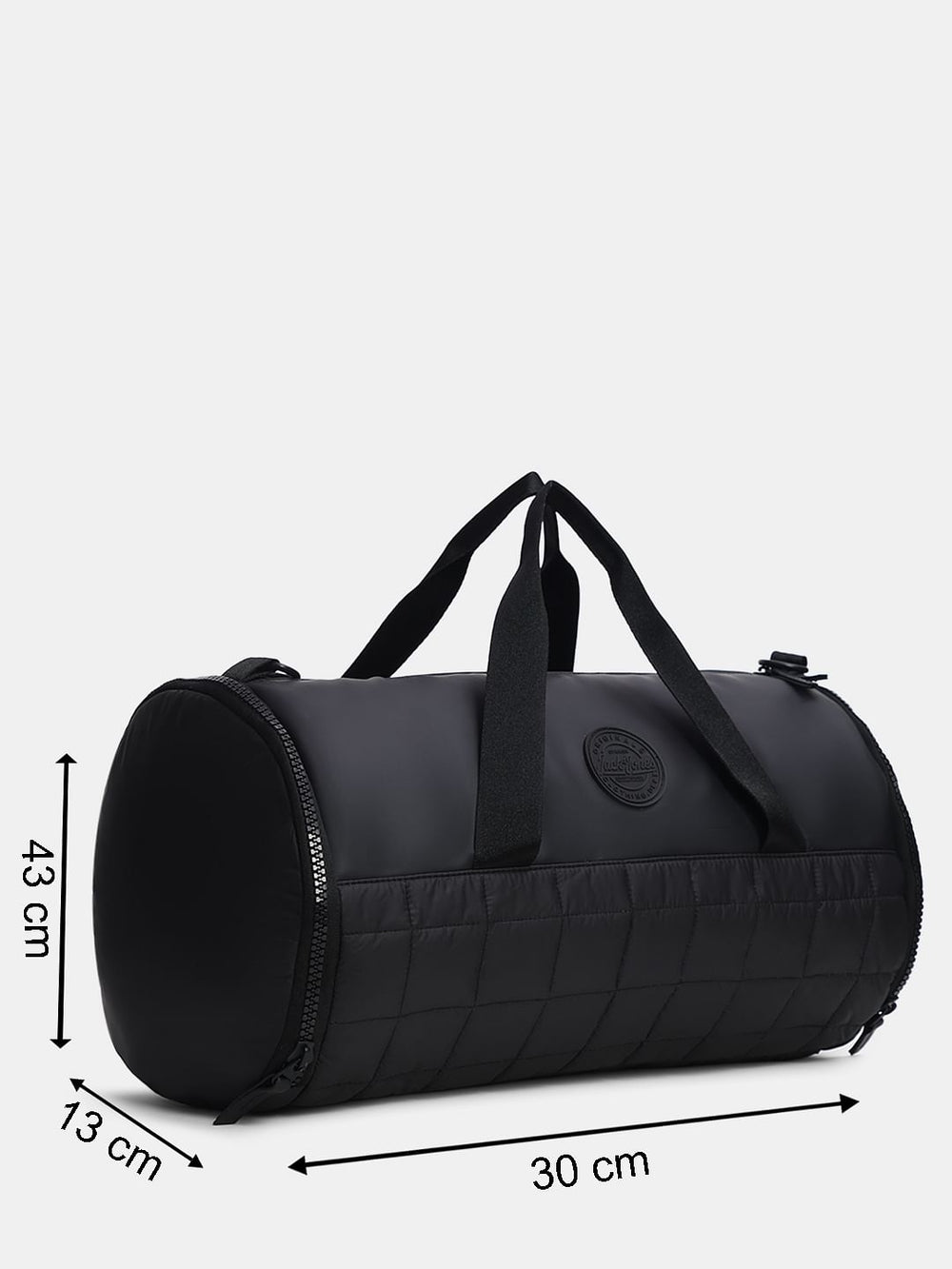 BLACK QUILTED DUFFLE BAG