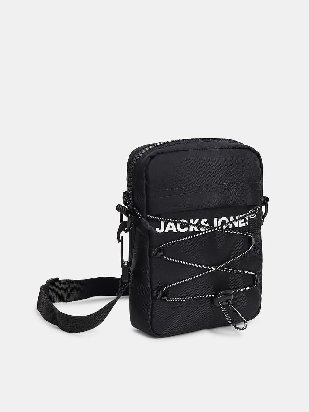 BLACK LOGO PRINT SLING BAG