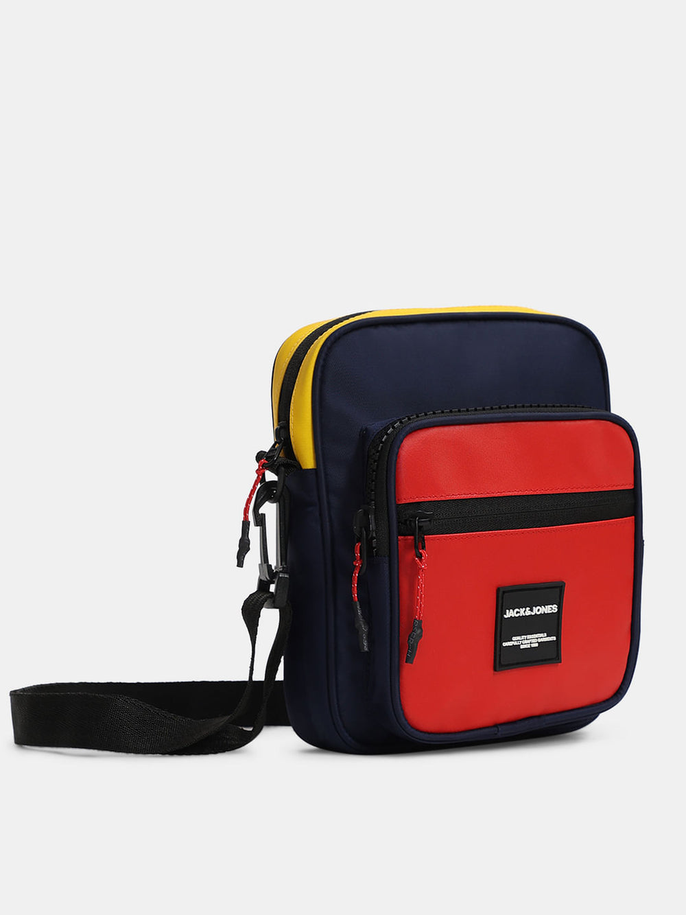 BOLD RED COLOURBLOCKED SLING BAG