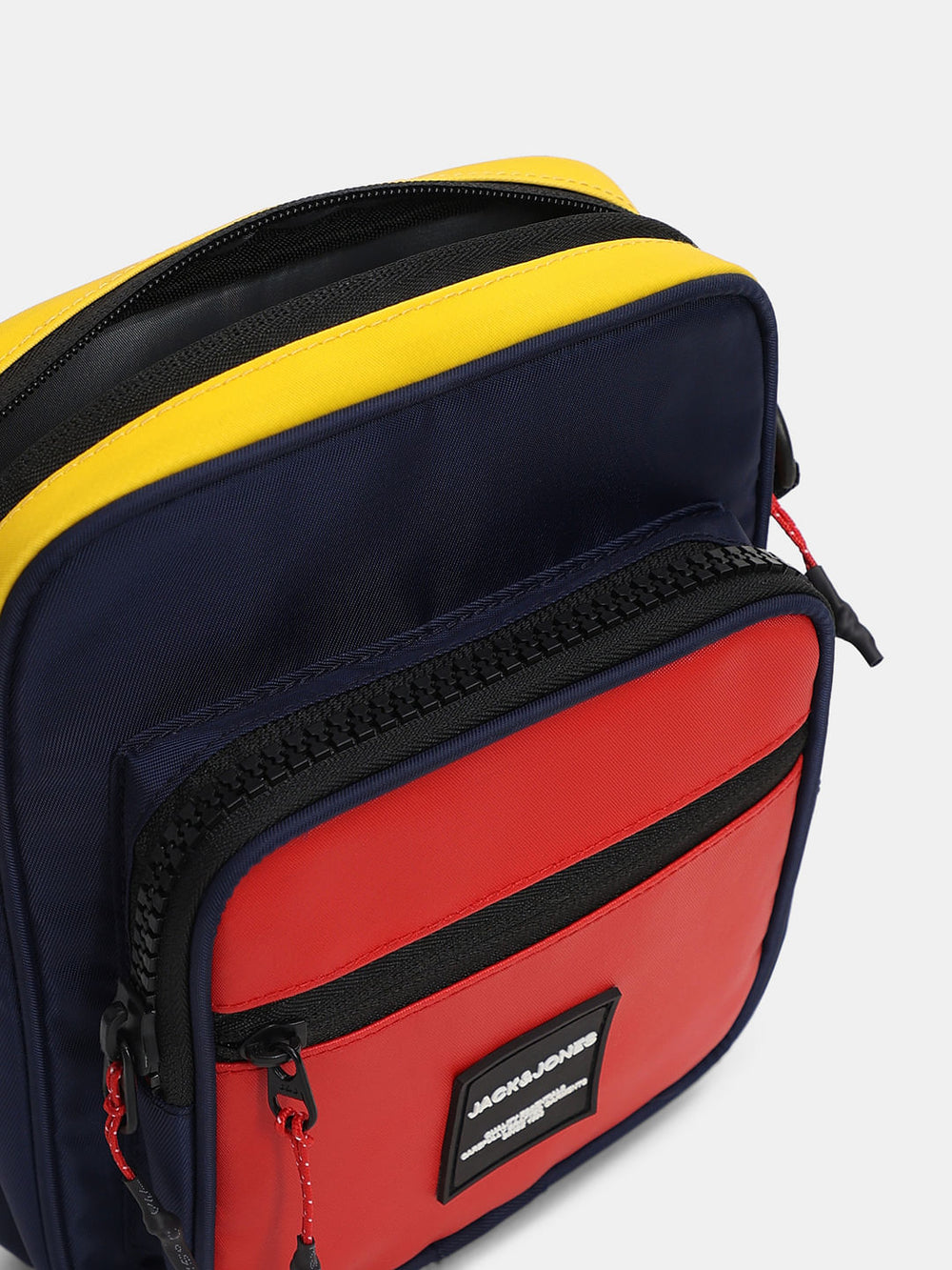 BOLD RED COLOURBLOCKED SLING BAG