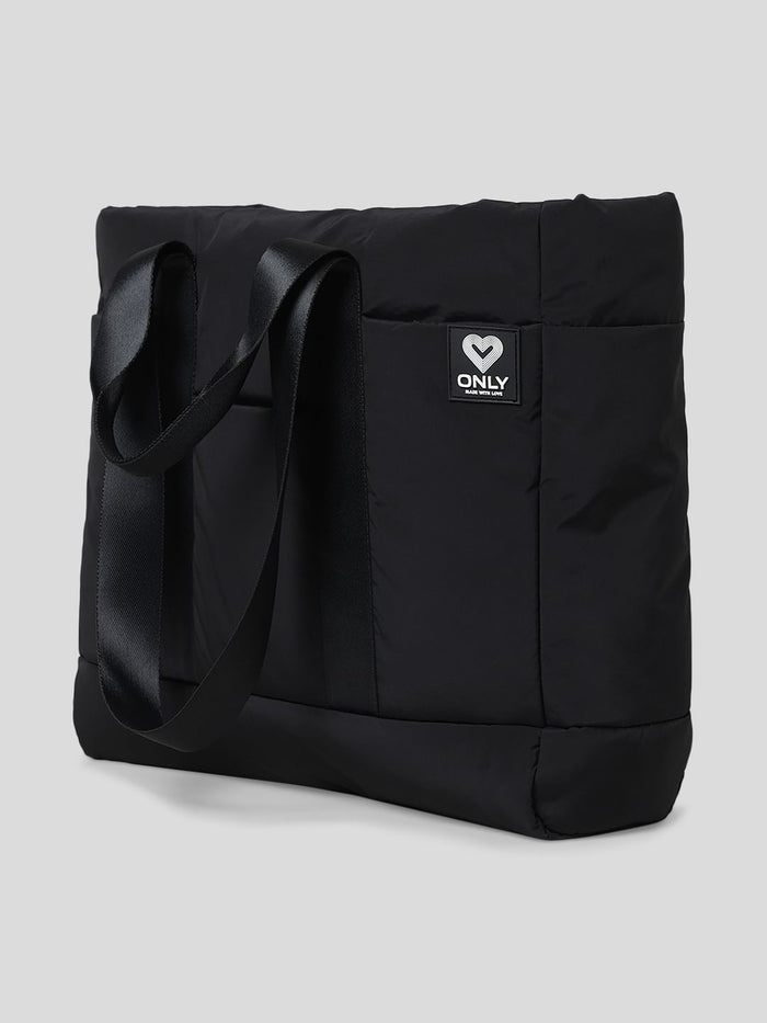 Black Quilted Puffer Tote Bag