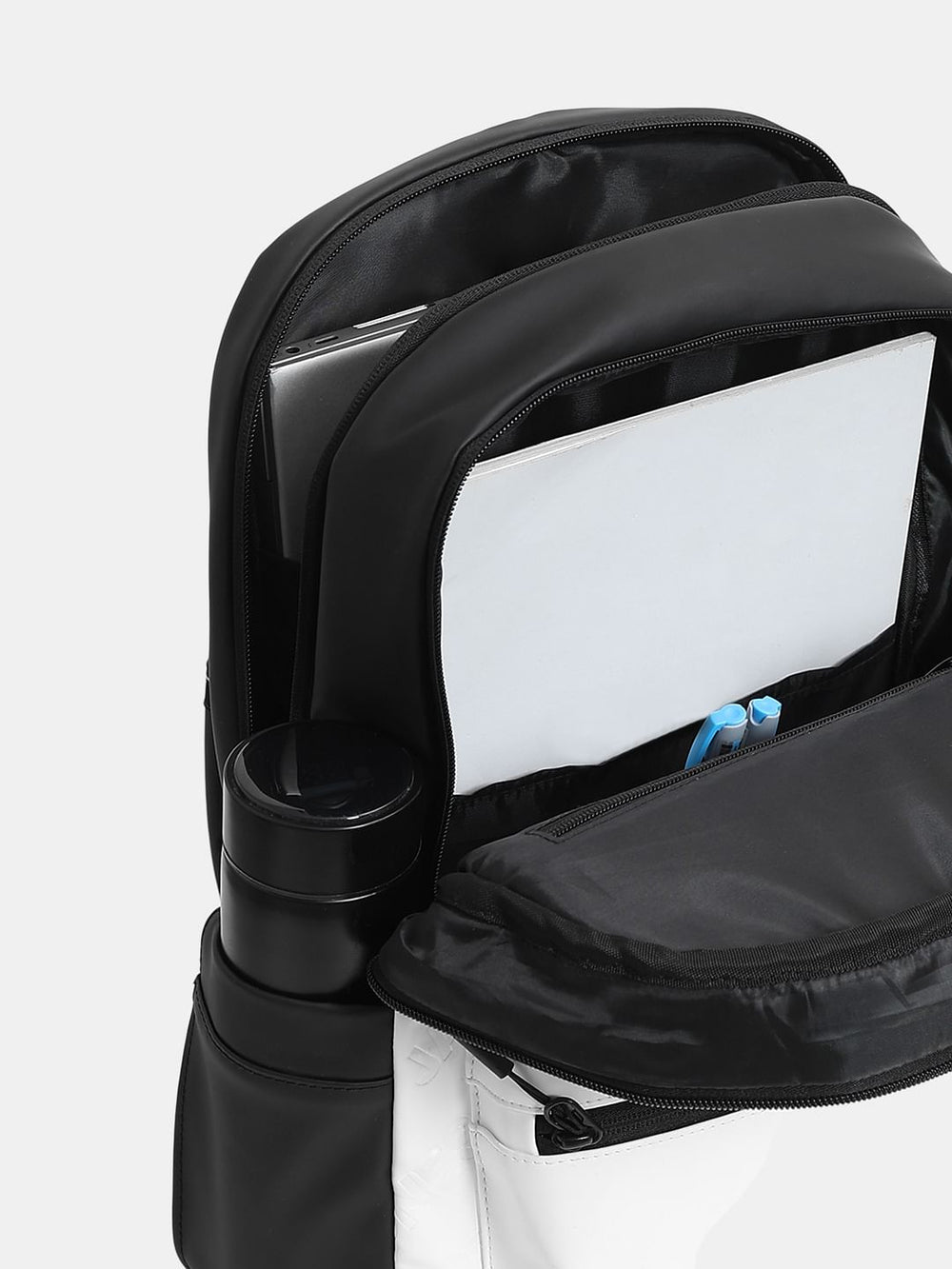 WHITE LOGO PRINT COLOURBLOCKED BACKPACK