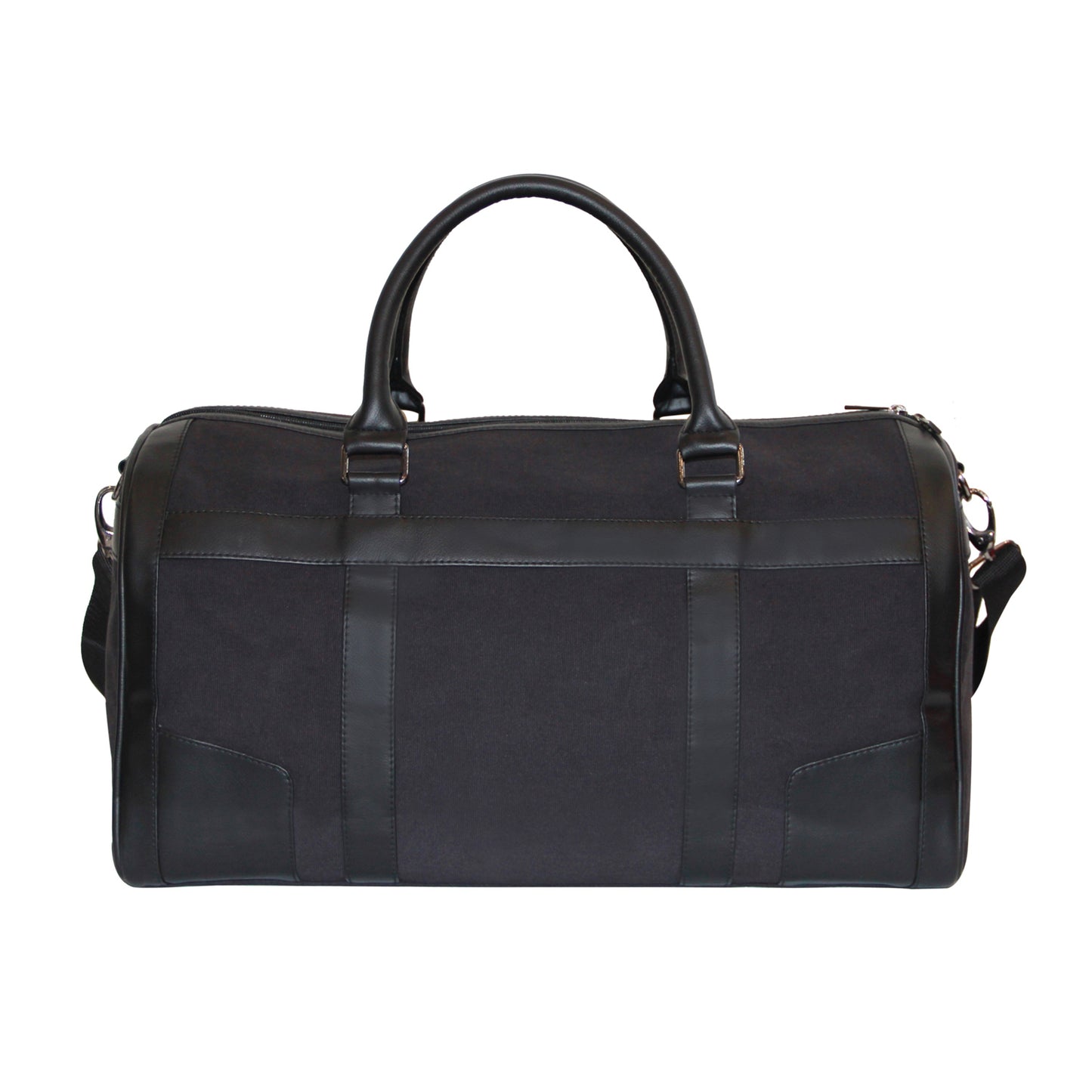 Black Canvas & Faux Leather Duffle