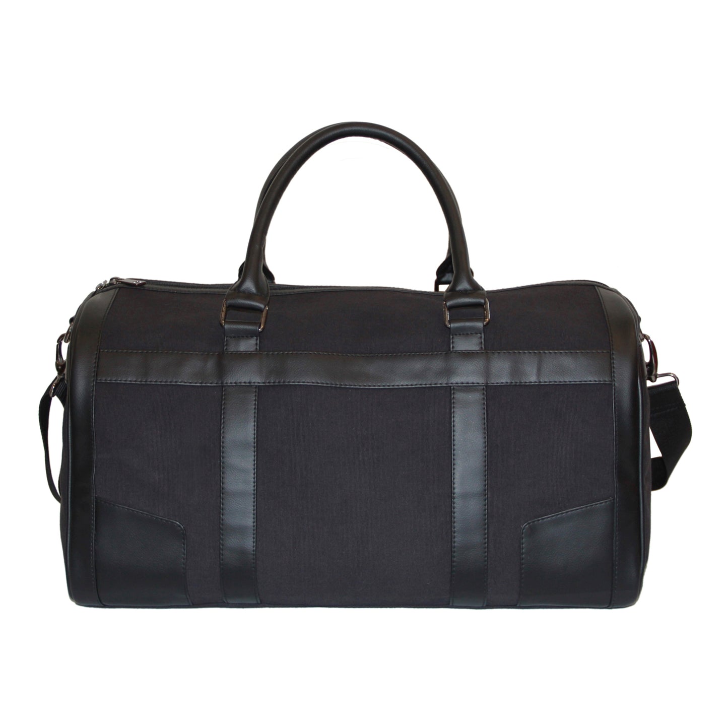 Black Canvas & Faux Leather Duffle