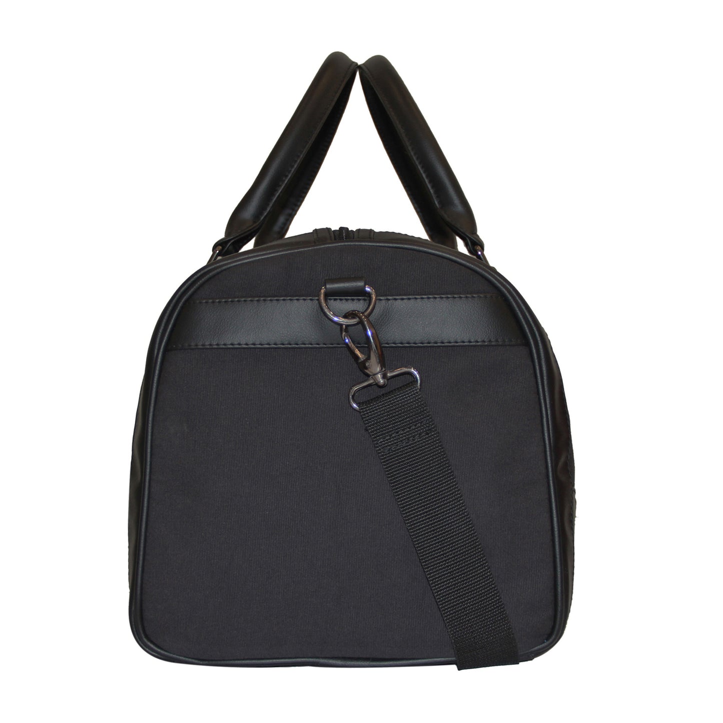 Black Canvas & Faux Leather Duffle