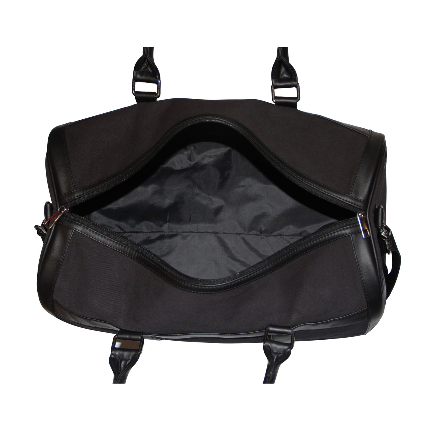 Black Canvas & Faux Leather Duffle
