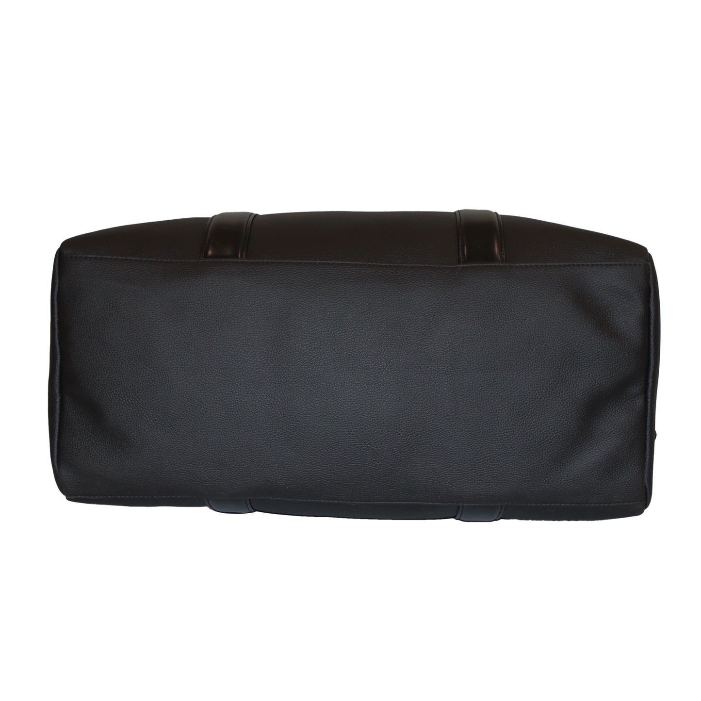 Black Grained Faux Leather Duffle