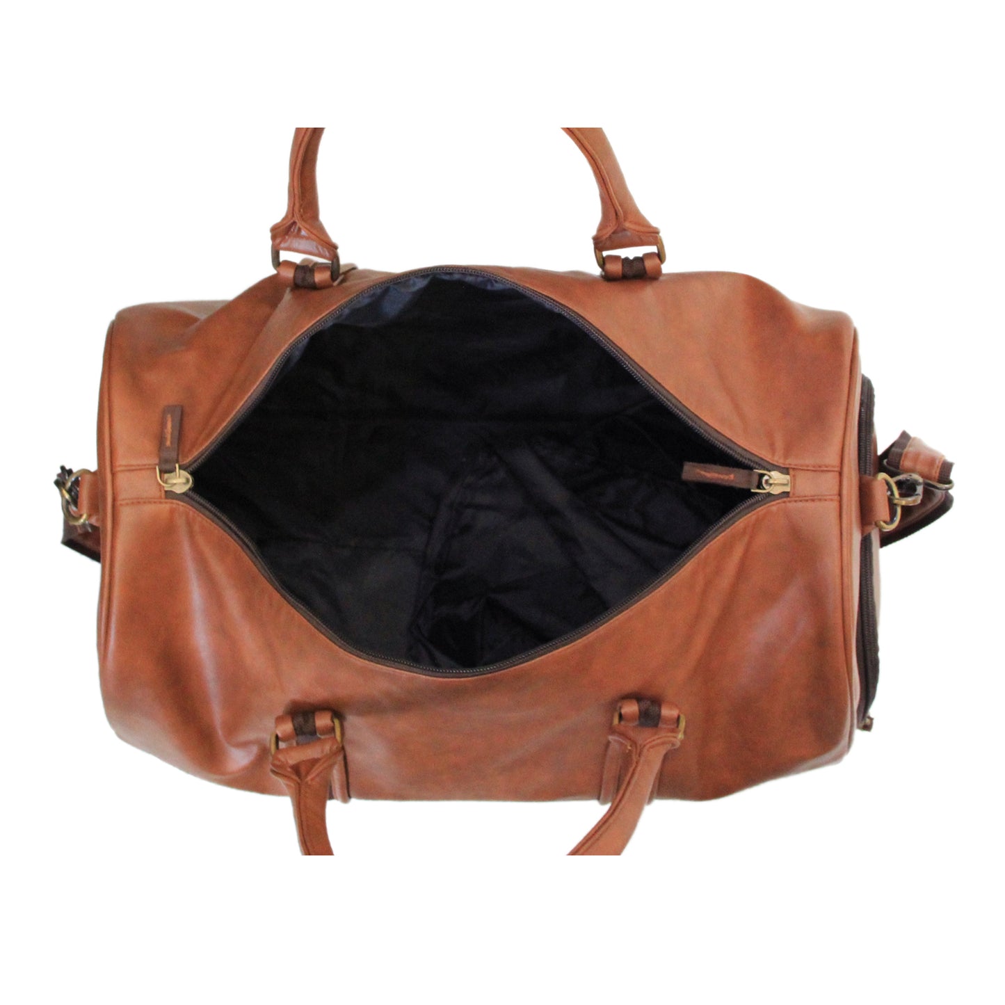 Brown Faux Leather Weekender