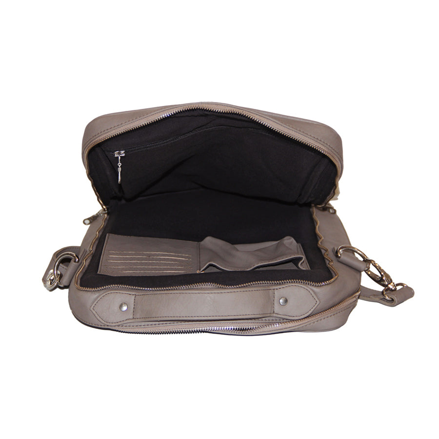 Grey Faux Leather Messenger