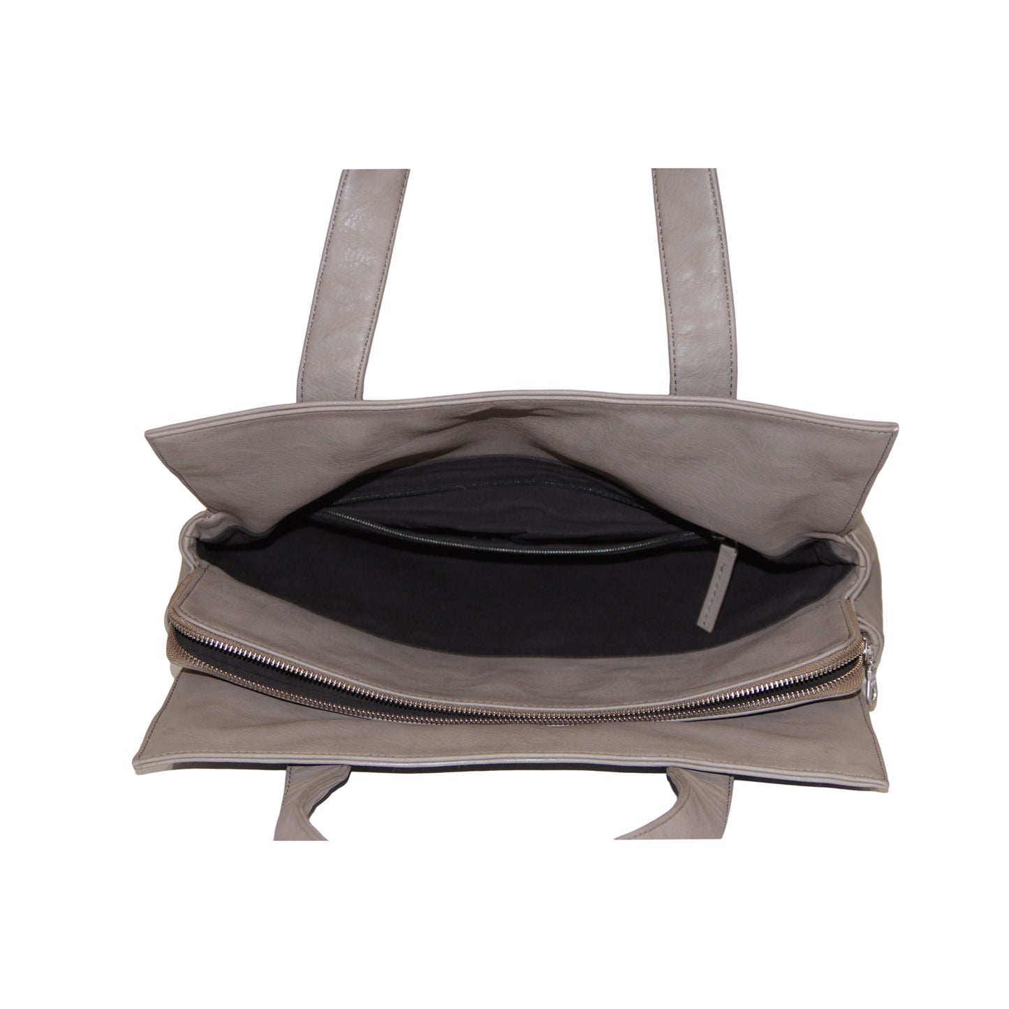Grey Faux Leather Shoulder Bag