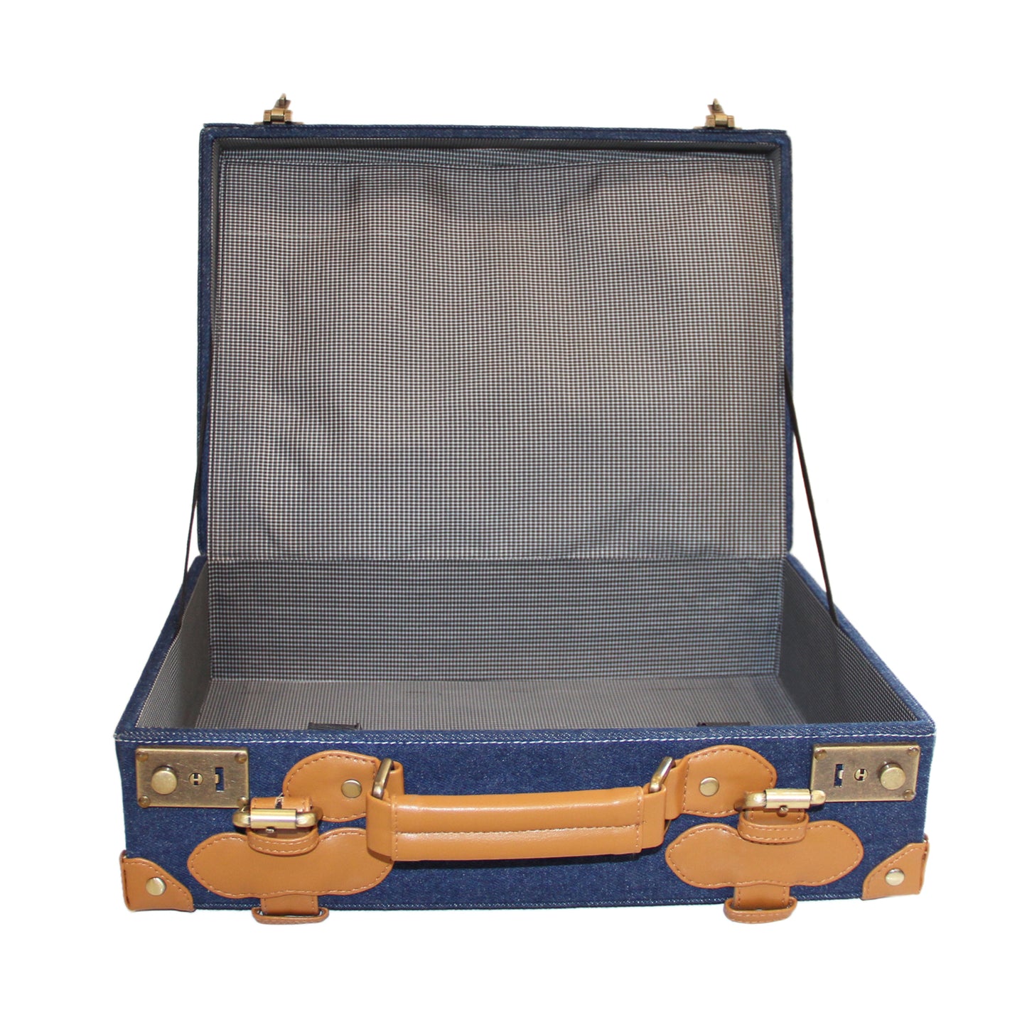 Mini Denim & Faux Leather Trunk