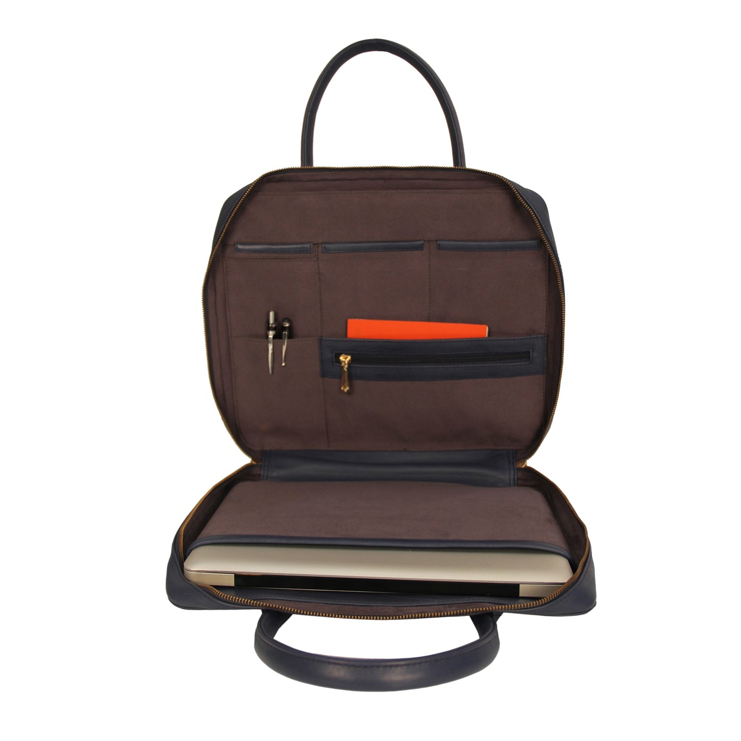 Marine Blue Leather Messenger