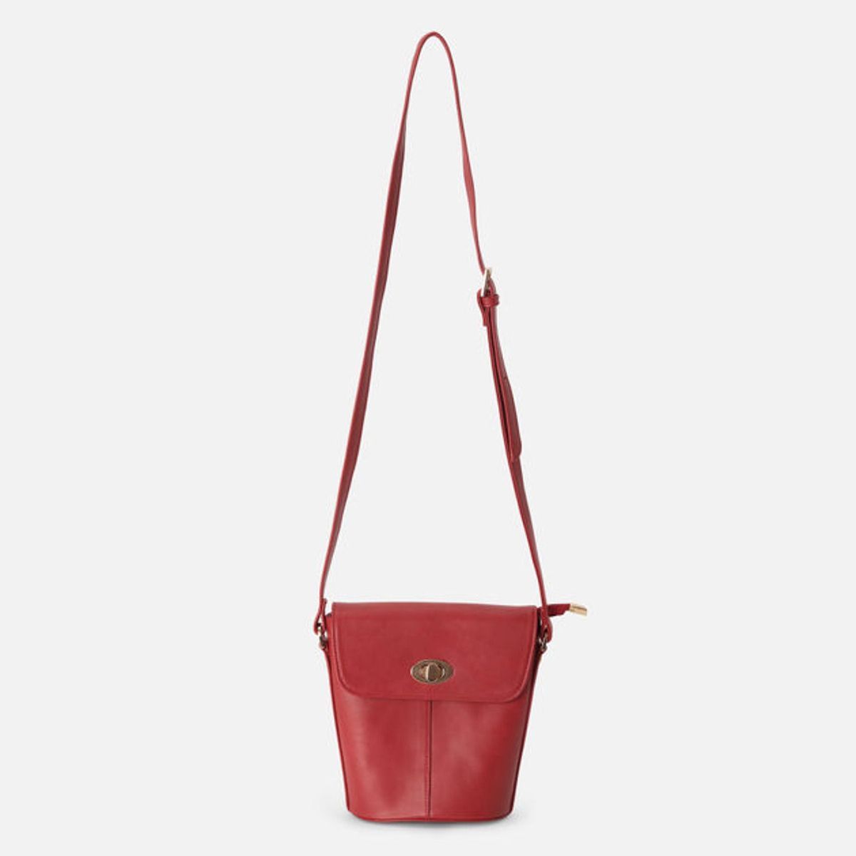 Bold Red Faux Leather Sling Bag