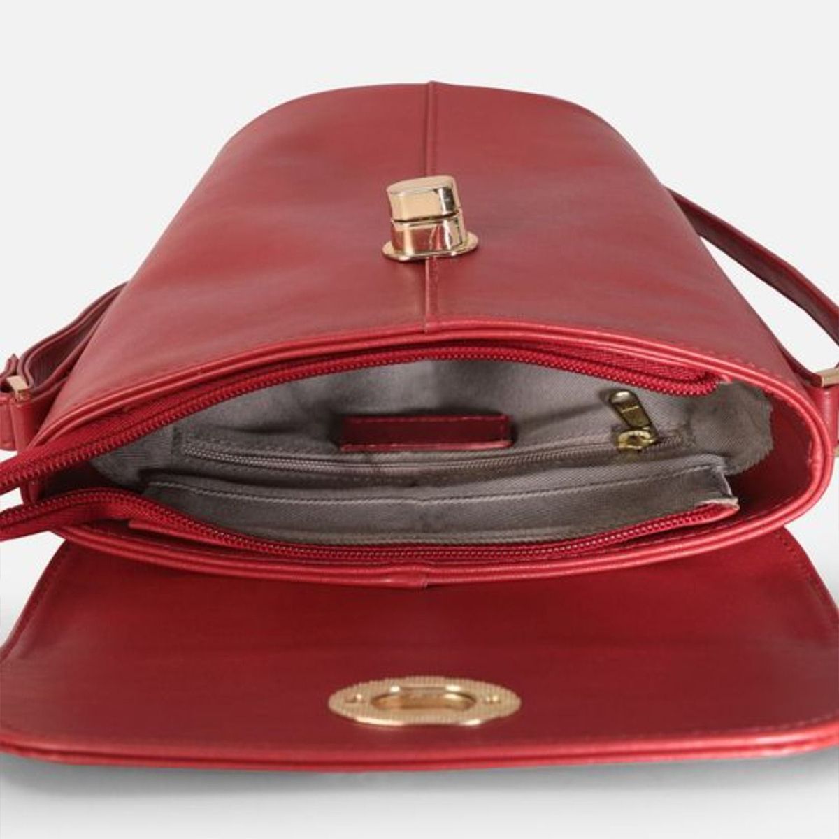 Bold Red Faux Leather Sling Bag