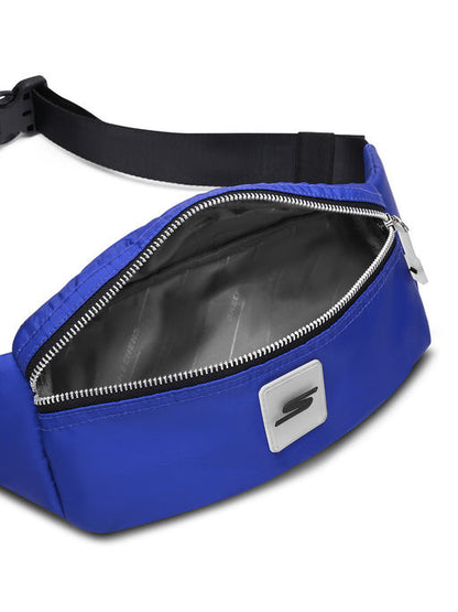 Unisex Metallic Zipper Blue Waist Bag