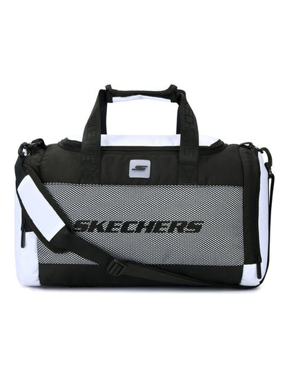 Unisex Monochrome Mesh Detailed Black White Duffle Bag