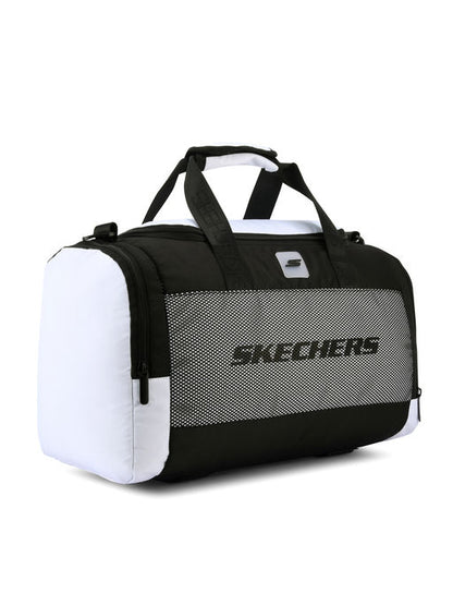Unisex Monochrome Mesh Detailed Black White Duffle Bag