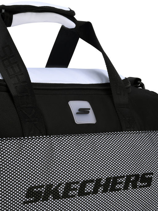 Unisex Monochrome Mesh Detailed Black White Duffle Bag