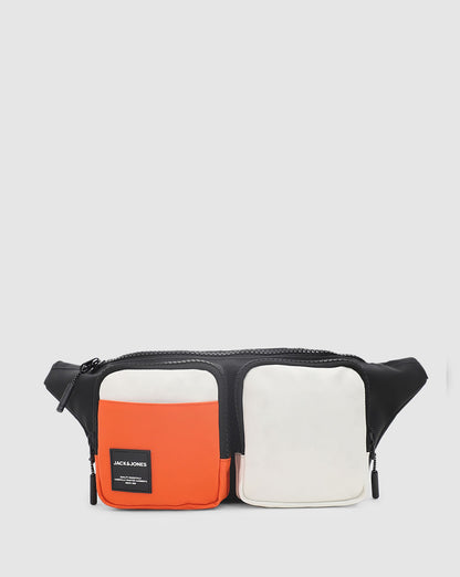 JACK & JONES BLACK COLOURBLOCKED CHESTPACK