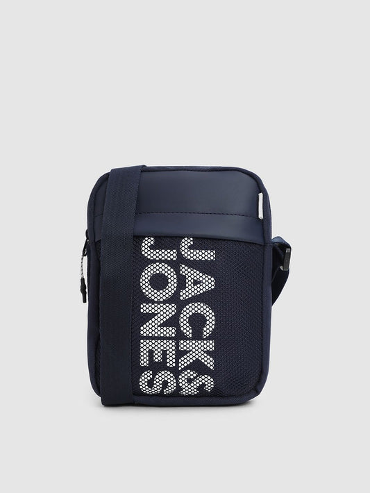 NAVY BLUE MESH DETAIL SLING BAG