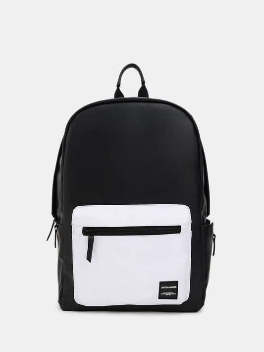 BLACK COLOURBLOCKED LAPTOP BACKPACK