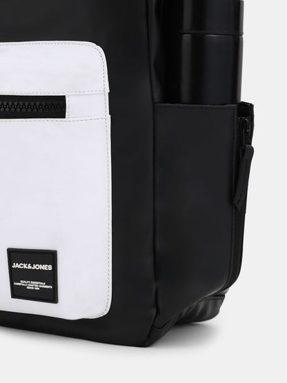 BLACK COLOURBLOCKED LAPTOP BACKPACK