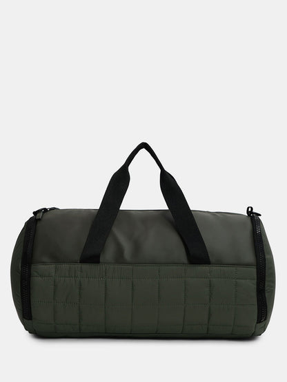 OLIVE GREEN QUILTED DUFFLE BAG