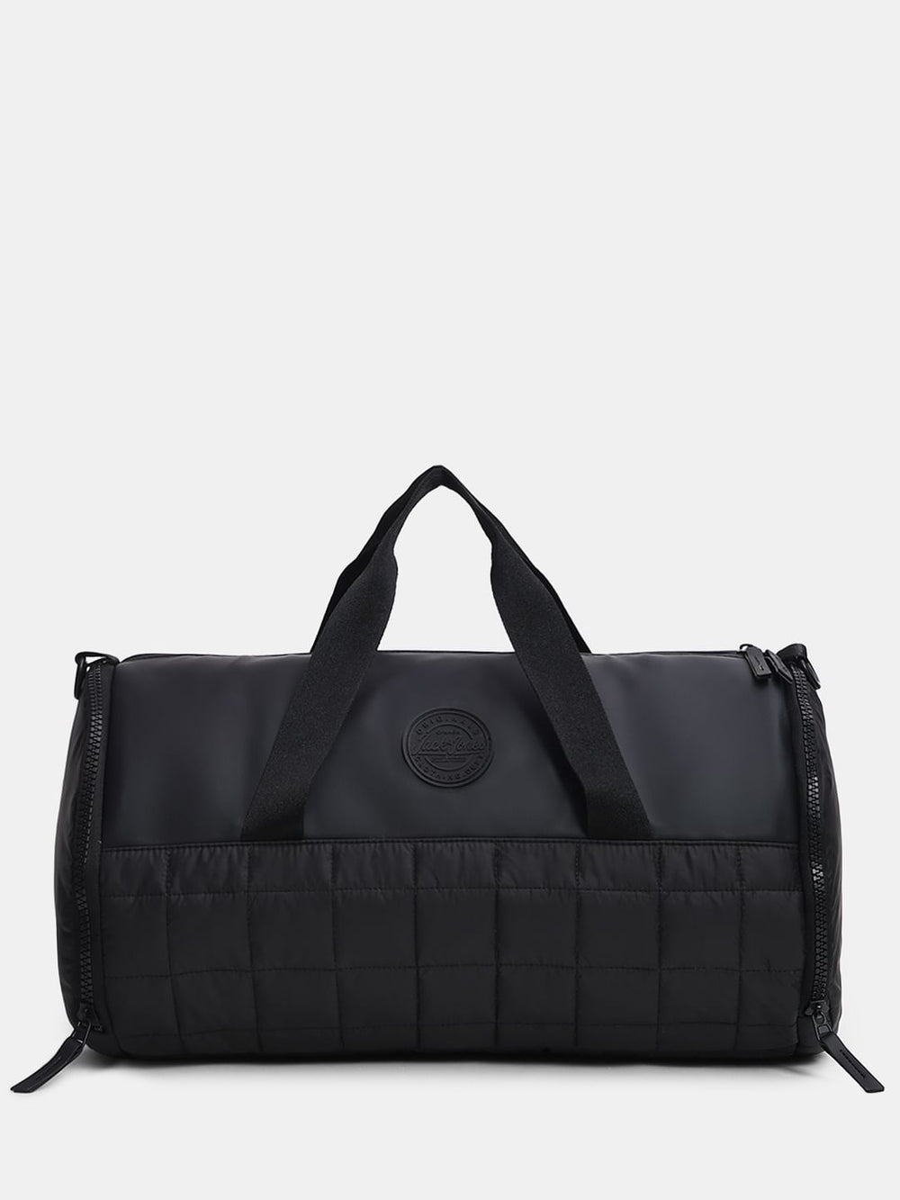 BLACK QUILTED DUFFLE BAG