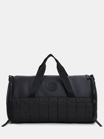 BLACK QUILTED DUFFLE BAG