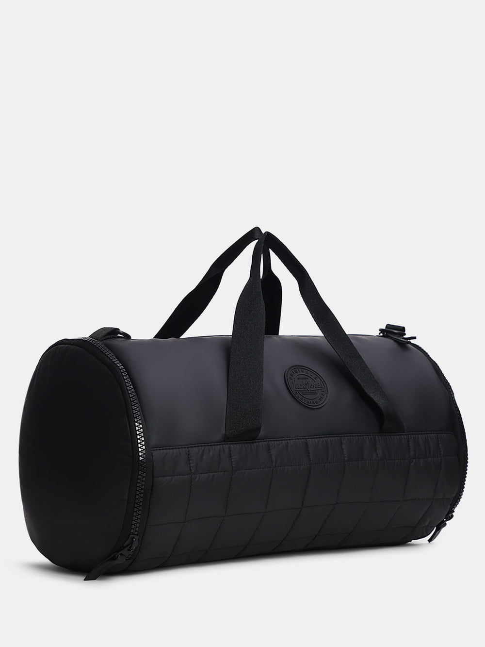 BLACK QUILTED DUFFLE BAG