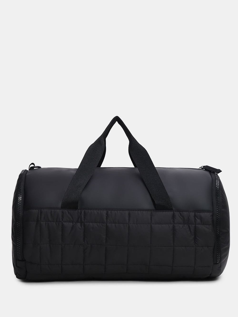 BLACK QUILTED DUFFLE BAG