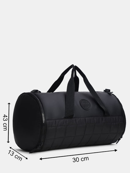 BLACK QUILTED DUFFLE BAG