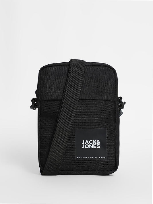 BLACK LOGO PRINT SMALL SLING BAG
