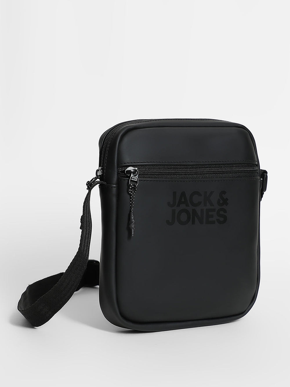 BLACK LOGO PRINT SLING BAG