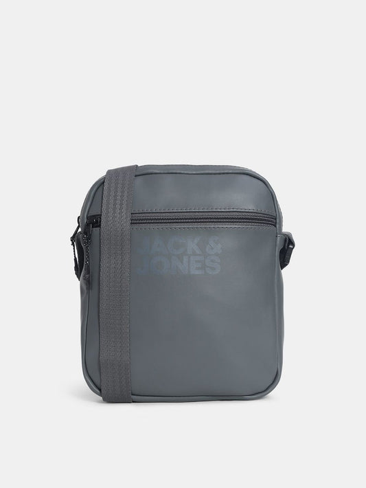 GREY LOGO PRINT SLING BAG