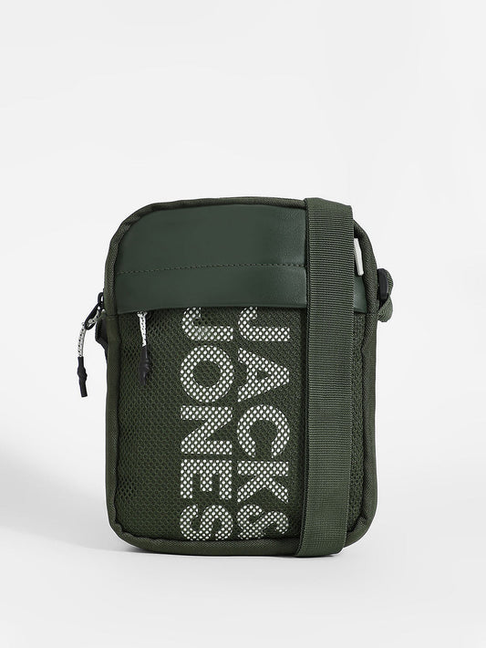 GREEN LOGO PRINT SLING BAG