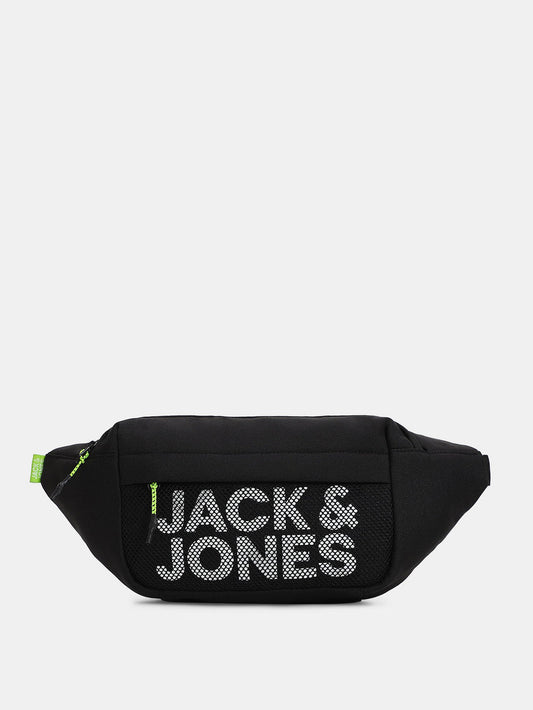BLACK MESH LOGO PRINT BUMBAG