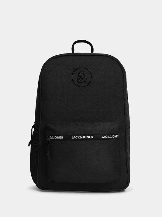 BLACK LOGO PRINT BACKPACK