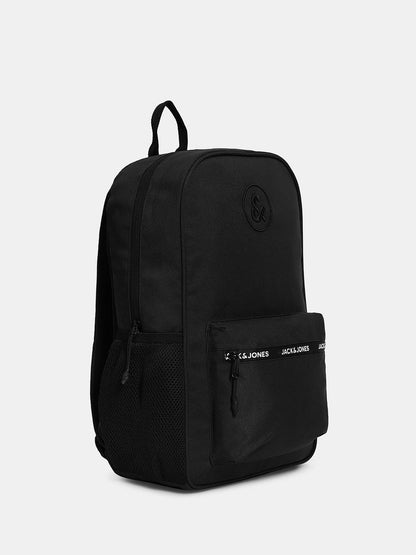 BLACK LOGO PRINT BACKPACK